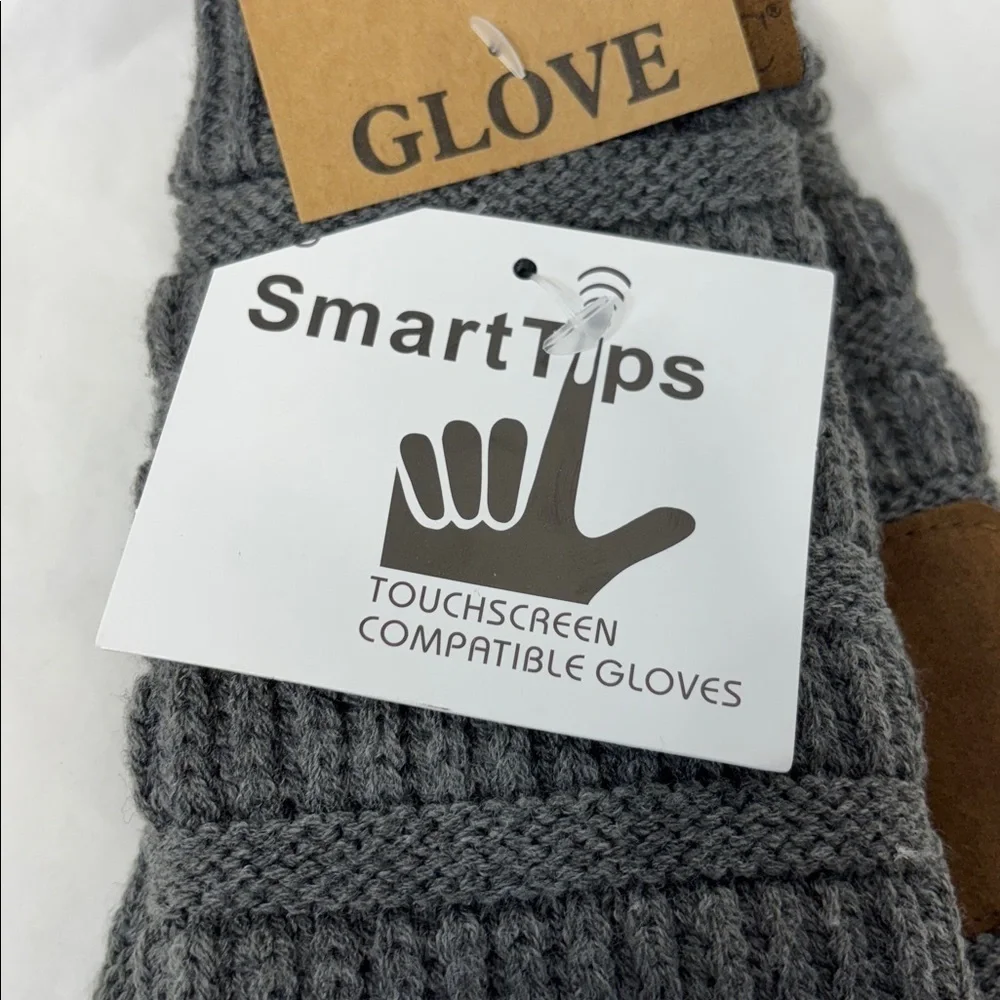 C.C Exclusives slate Gray smart tips Touchscreen compatible leather palm Gloves